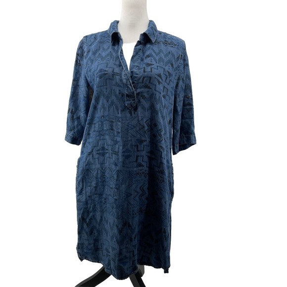 Philosophy Tops - Philosophy Tunic Dress‎ Women's Medium Boho Western Aztec Denim Chambray Pockets